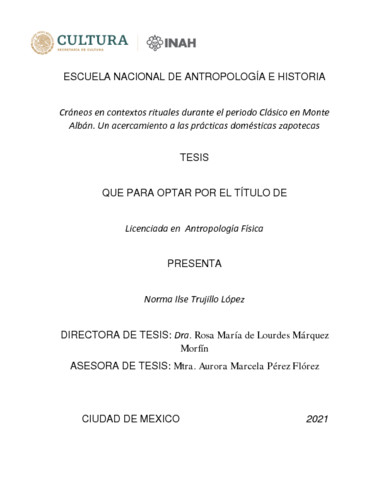 Cráneos en contextos rituales durante el periodo clásico en Monte Albán