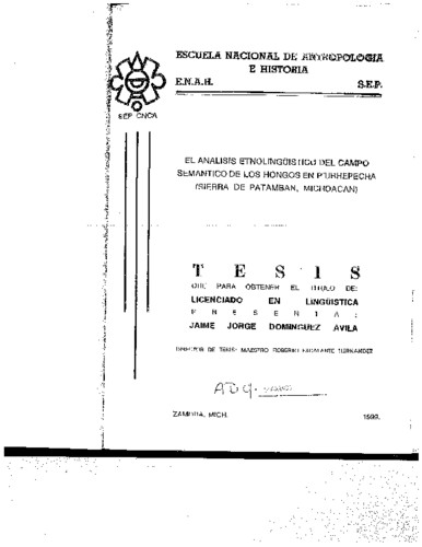 El análisis etnolingüístico del campo semántico de los hongos en púrepecha