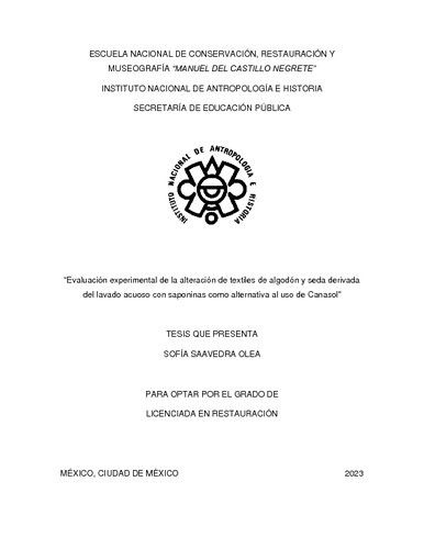 Evaluación experimental de la alteración de textiles de algodón y seda derivada del lavado acuoso con saponinas como alternativa al uso de Canasol