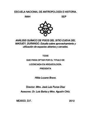 Análisis químico de pisos del sitio Cueva del Maguey, Durango